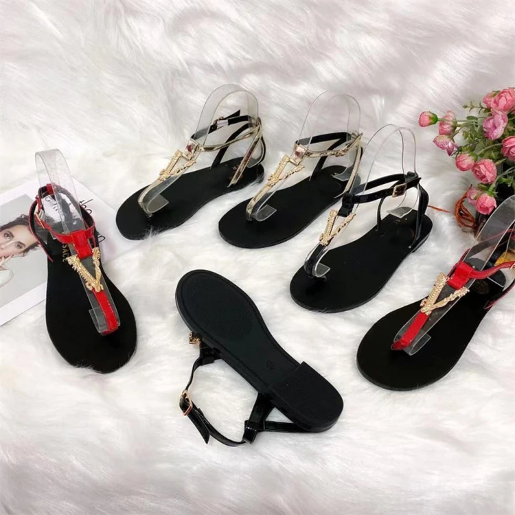 

2022 Europe and The United States Sexy Fashion Hardware Buckle Ladies Casual Shoes Flat Sandals, Picture