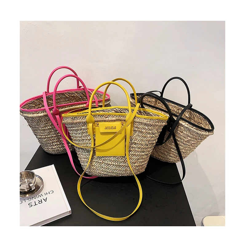 

Wholesale women summer natural raffia straw bag straw beach tote bag