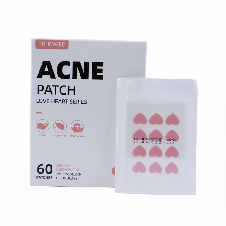 

In stock Trummed Cute Colorful Acne Patch Pink Heart Pimple Patch for Acne Treatment 60 Patches