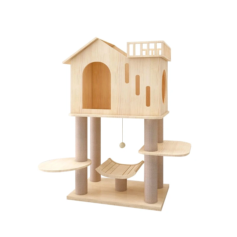

CUTEZOO New solid wood hemp rope cat climbing frame luxury pet toy cat tree cat toy