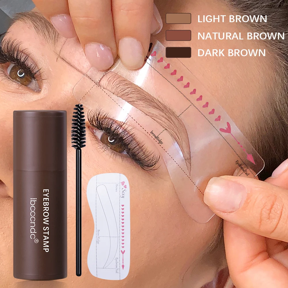 

ibcccndc brown eyebrow stamp set 1pc imprinting stick 2pcs spiral eyebrow brushes 10pcs eyebrow stencils stamp shaping kit