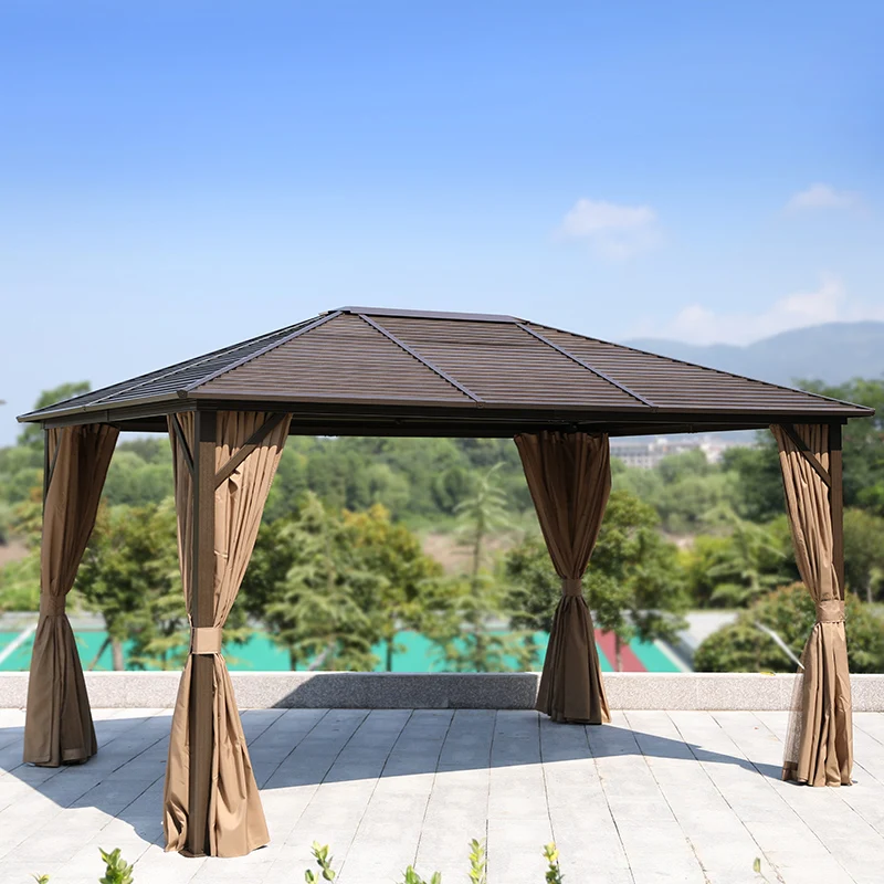 

Outdoor furniture Cheap Customized high-end aluminium black brown gazebo pergola gazebo beach