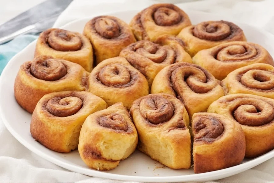 Step-by-step photos showing easy cinnamon roll preparation with clear visual cues for dough texture and rolling technique