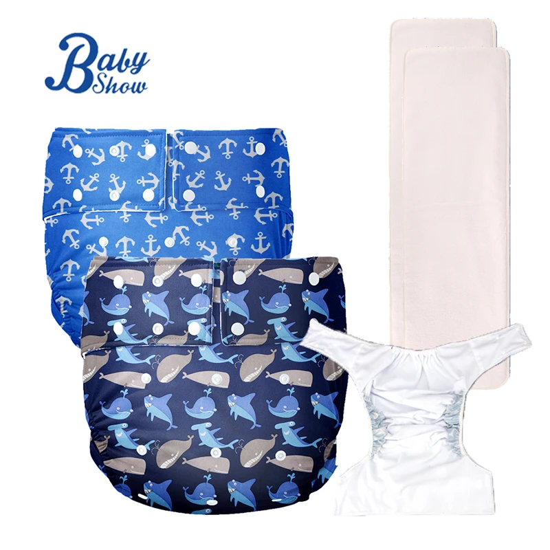 

Hot Sale 2Pcs Adult Cloth Diaper Set Soft Suede Clothpul Adult Pants Incontinence Blue Reusable Adult Diapers Washable