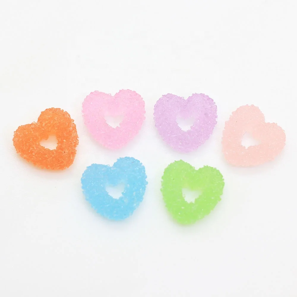 

17mm Mixed Flat Back Heart Shape Simulation French Gummy Candy Resin Cabochons Dollhouse Gummy Candy Miniatures