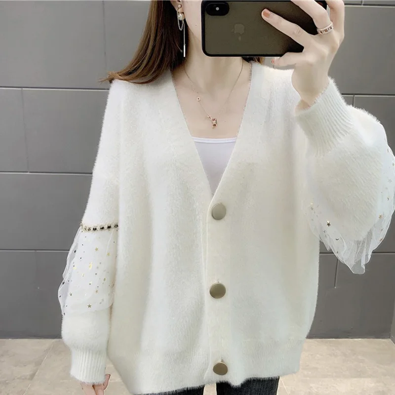 

Wholesale Knitted Women Sweater Casual Soft Cotton Long Sleeve Knitwear Button Ladies Knit Cardigan, Picture