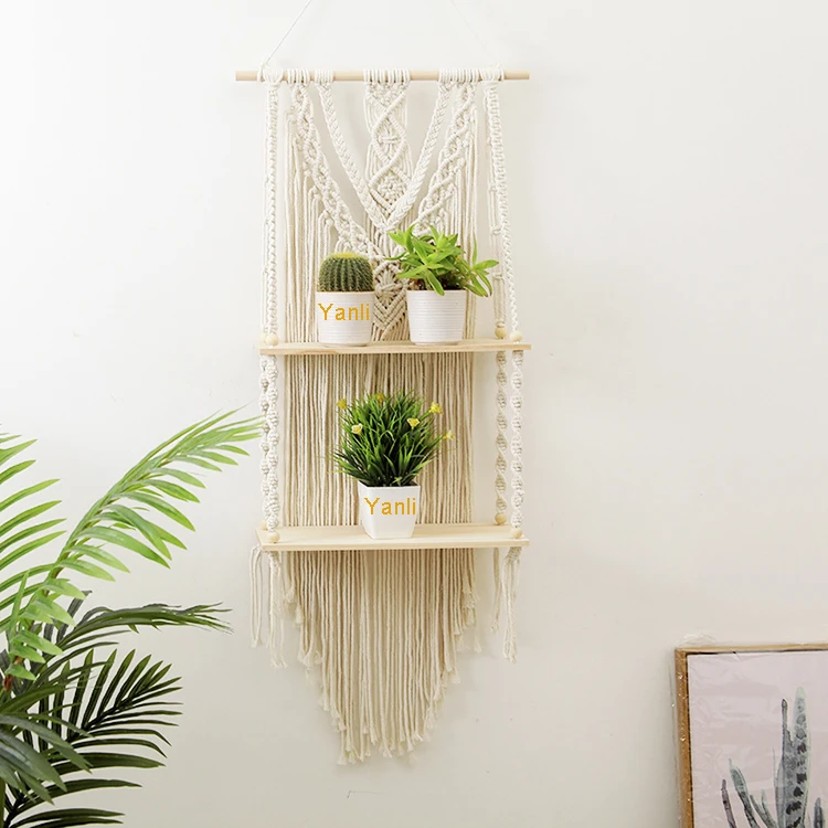 

macrame shelf macrame hanging shelf macrame wall shelf, White