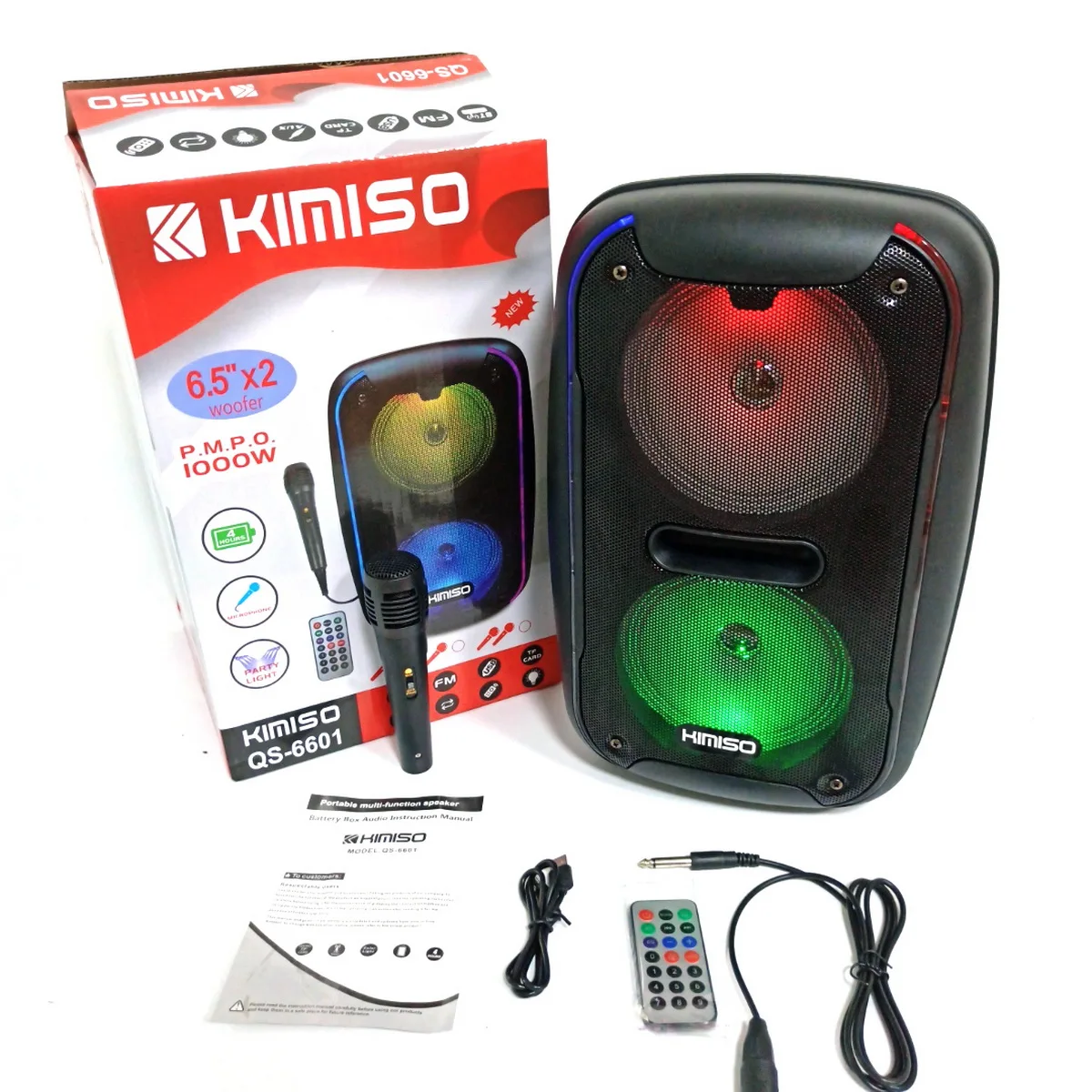 

QS-6601 Latest Speakers KIMISO Double 6.5inch Horn Small Bass Speaker With Remote Control, Black