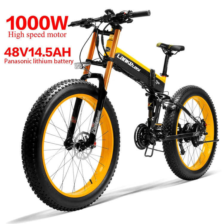 

EU quality LANKELEISI XT750PLUS 26-inch foldable electric bicycle 1000w48v14.5ah lithium battery 27-speed fat tire mountain bike