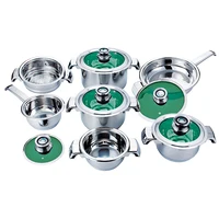 

Stainless Steel Cookware Sets 16 Pieces Kitchen War Cookware Pots And Pans Set With Clear Glass Lid