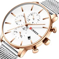 

New CURREN 8339 Luxury Chronograph Watch Quartz Wristwatches Waterproof Steel Mesh Business Watches Men Wrist Relogio Masculino