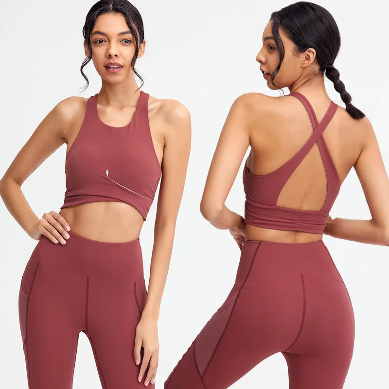 

Padded Shockproof Sports Cross Back Yoga Bra Top