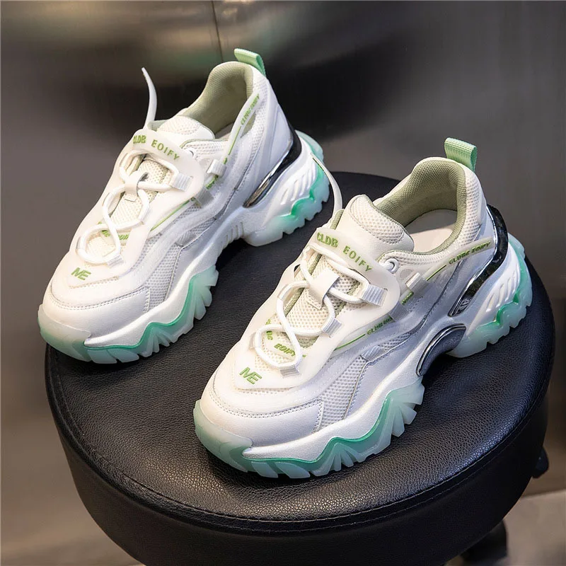 

New fashion breathable lightweight wear-resistant leather mesh upper trendy sports casual shoes for ladies, As the pictures show