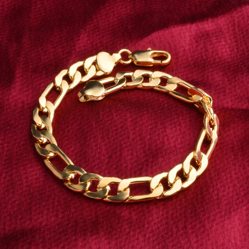 

new fashion bracelets 8mm link gold plated Chain Fashion Jewelry for men women, Gold color