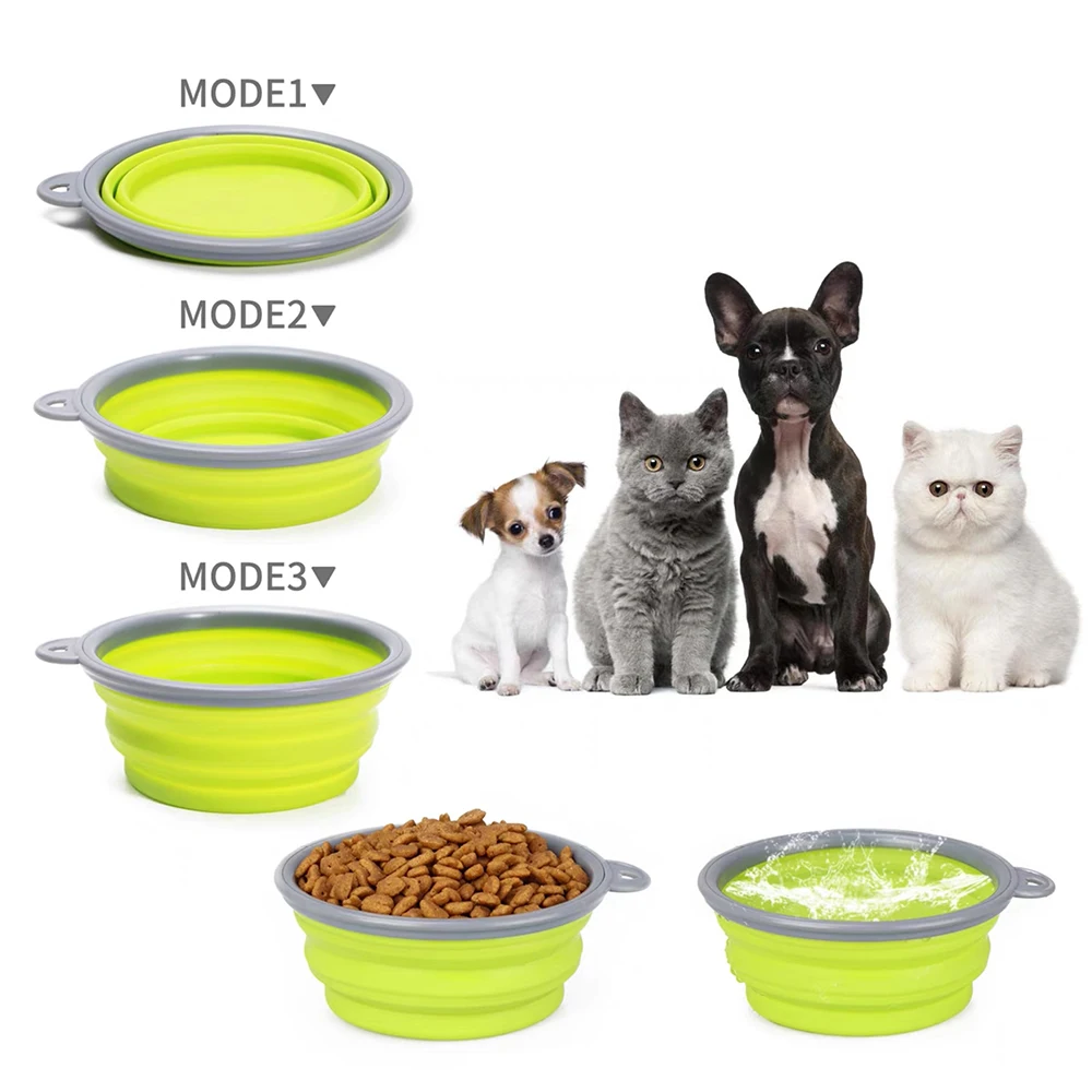 

LIHONG Amazon Best Seller 2021 Collapsible Pet Food Bowl Dogs Folding Travel Feeder and Drinking Silicone Dog Feeding Bowl, As picture
