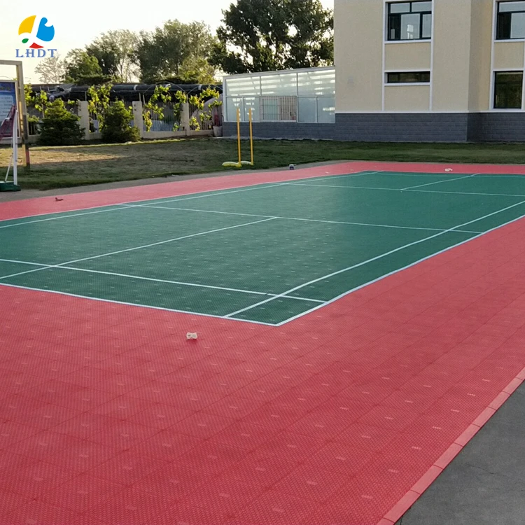 

Linghan PP plastic rubber tile plastic deck tiles grip sport tile synthetic badminton mat floor, Black, white, grey, blue, green, yellow, red, orange