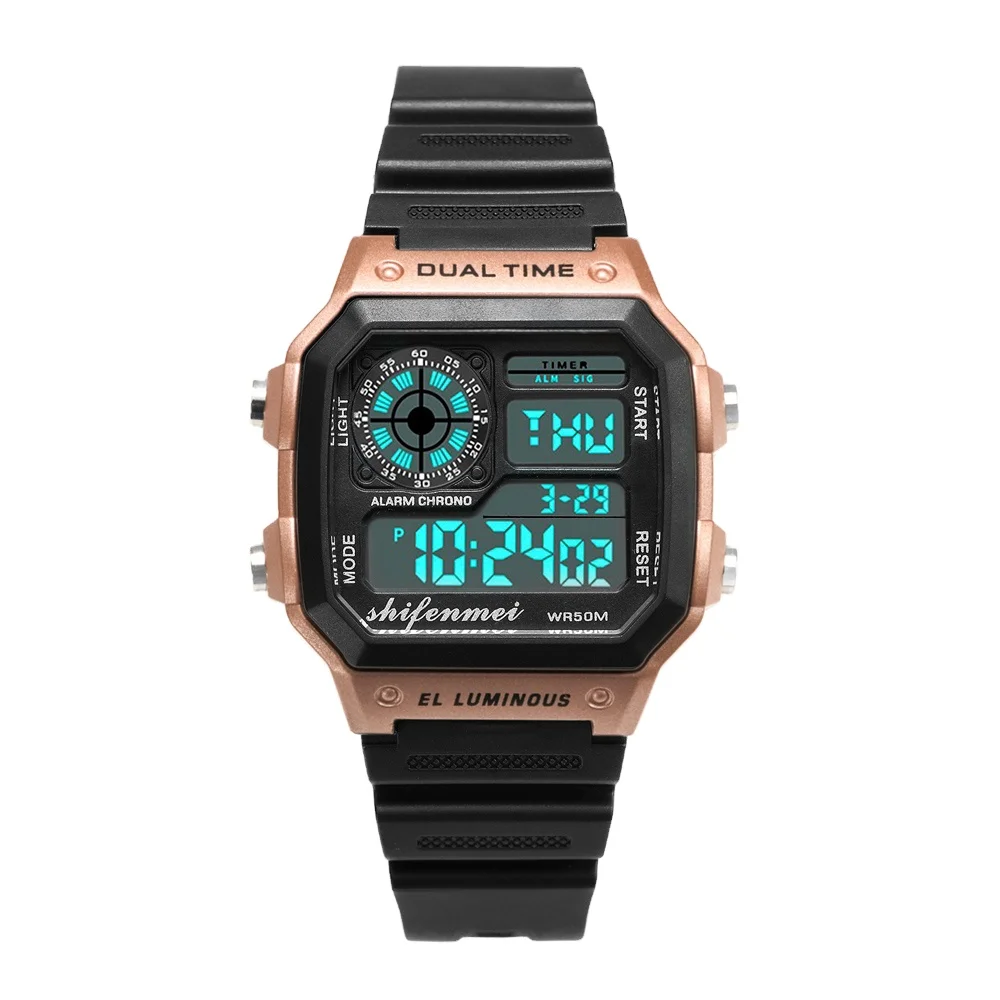 

Men's LED Analog Digital Dual Time Sport Watches with Silicon Band Luxury Private Label Digital Watches Dropshipping