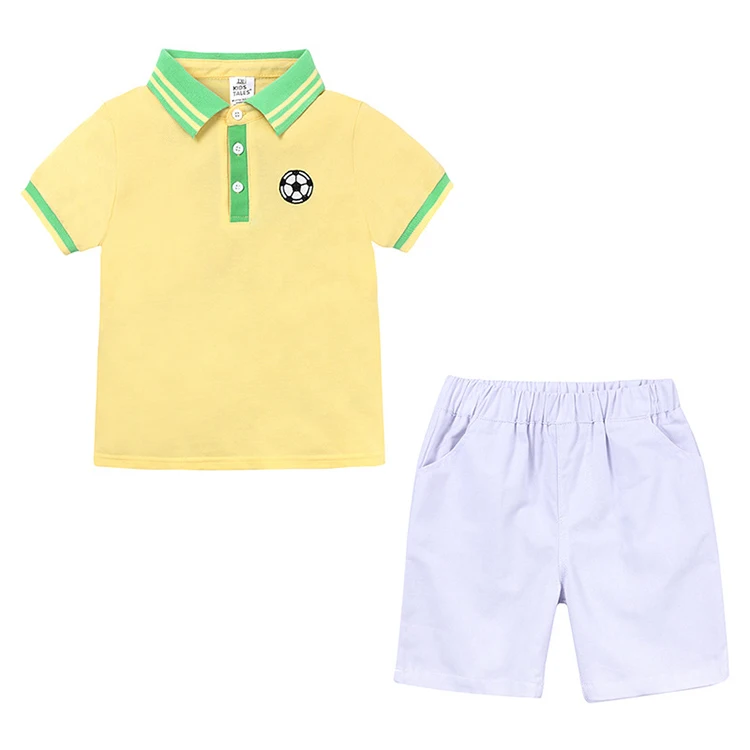 

Fashion Kids Baby Boy Shirt Cotton Children Clothes Set, Yellow/white/blue