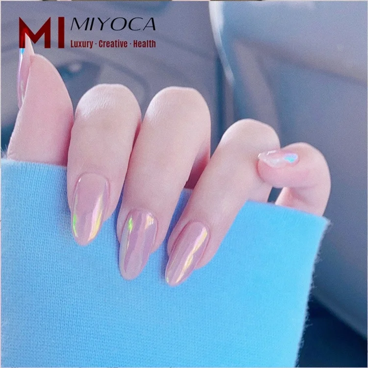 

MIYOCA 24pcs Hot Selling Private Label Aurora Design Press On Nails Colorful Short Grils Fake Nails Acrylic Nail Tips Natural, Aurora colorful