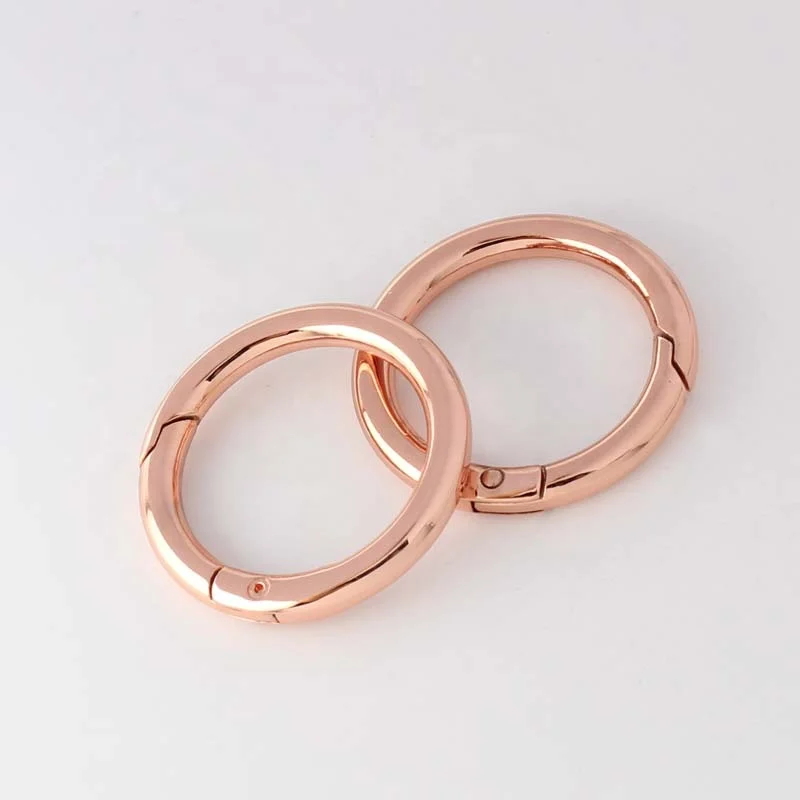 

Nolvo World  metal rose gold round carabiner snap clip trigger spring keyring bag belt strap dog chain buckle