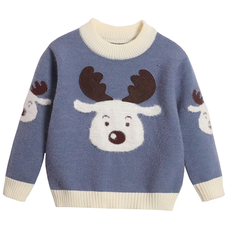 

Amazon Hot Sale High Quality Custom Plaid Sherpa Christmas Boy's Knitted Sweater, Custom color