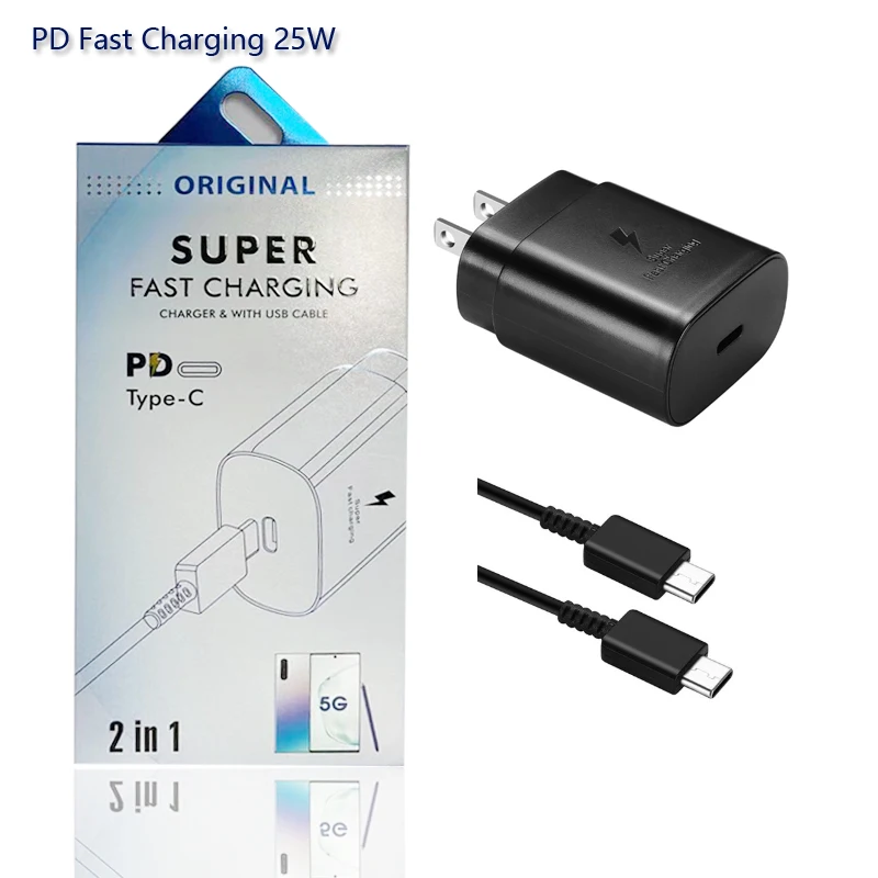 

2021 PD Charger 25W Mobile phone Fast Charging US plug for samsung Note10