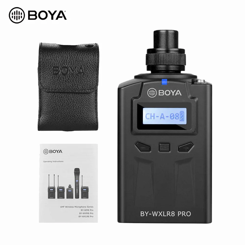 

BOYA BY-WXLR8 Pro Microphone Transmitter 48-Channel Plug-on Microphone Transmitter XLR Connection, Black