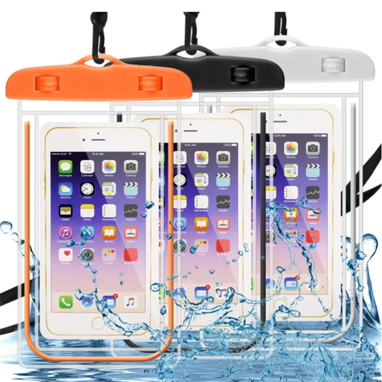 

WaterProof Bag PVC Mobile Phone Cases Clear Pouch Case Water Proof Cell Phone Bag With Lanyard, Black , purple , green , pink , orange , yellow , blue , skyblue