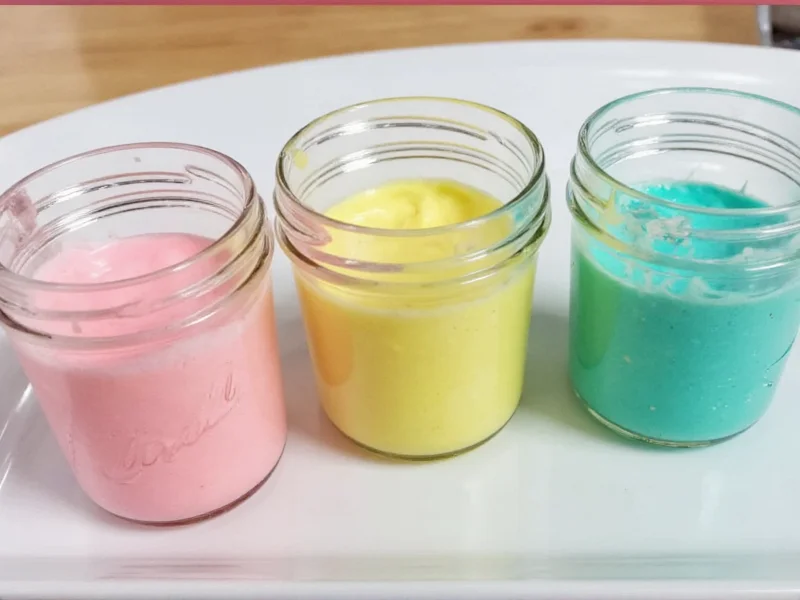 Three variations of homemade slime in glass jars