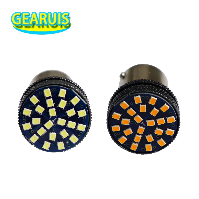 

GEARUIS 9V to 36V AC New 1156 BA15S 24 smd 2016 LED 0.2A 1157 BAY15D 7440 7443 Tail Signal Brake Stop Reverse DRL Light White, White red yellow