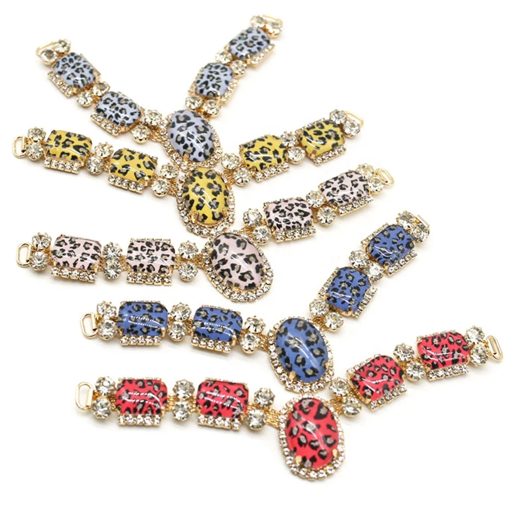 

Hot style leopard print resin shoe chain beach slippers vamp decorative rhinestones accessories buckles for shoes, More than 100 pairs support customization