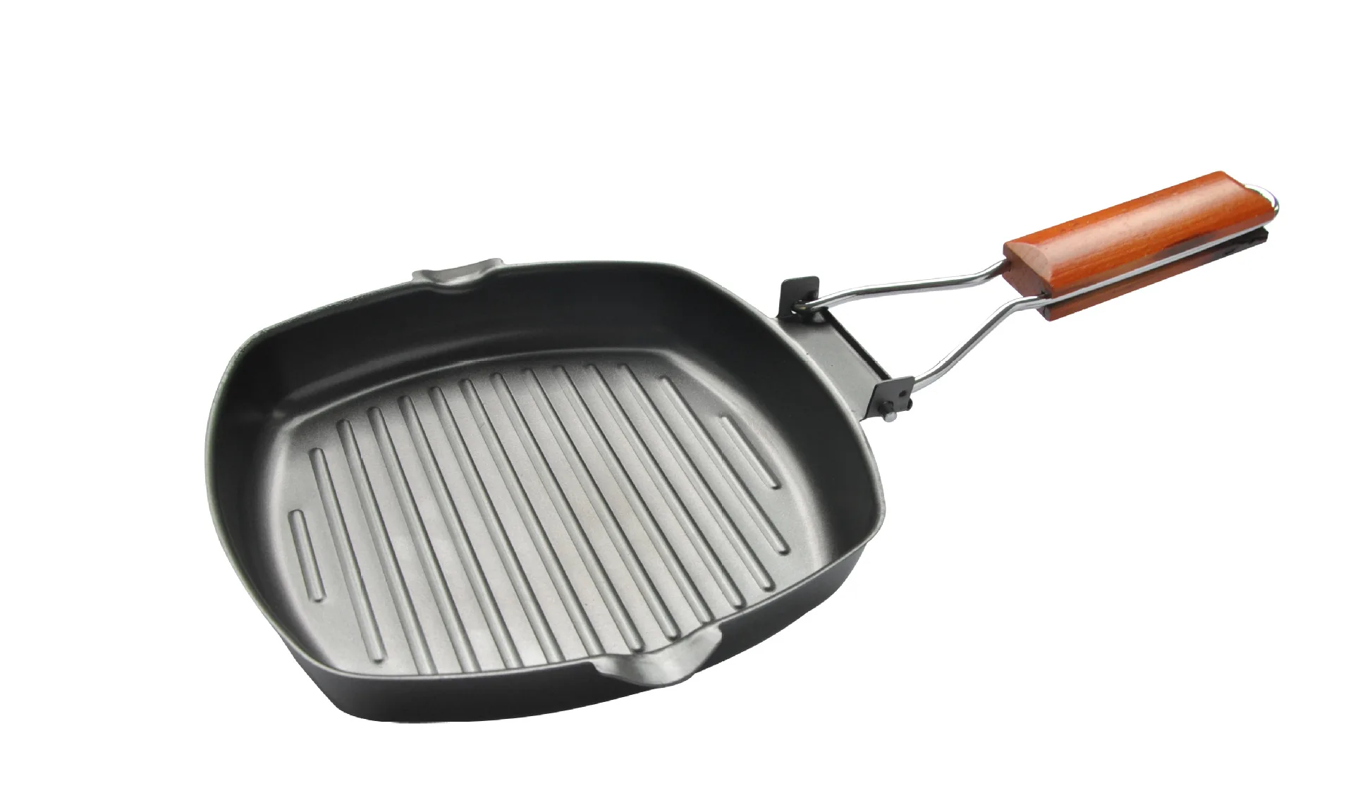 Non-Stick Cast Aluminum Grill Pan Folding steel Handle, 8", Black, Nonstick Cookware