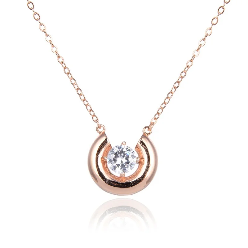 

925 sterling silver wholesale zircon gold-plated necklace new style 925 silver necklace woman party gift, White gold (rose gold, yellow are avaliable)