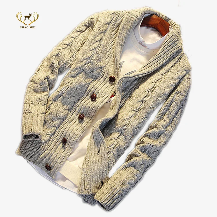 

Autumn and winter new thick lapel retro sweater men's jacket button cardigan casual men's sweater, Customized color