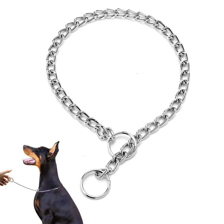 

Metal Dog Training Choke Chain Collars for Small Medium Large Dogs Pitbull Bulldog Strong Stainless Iron Dog Slip P China Collar, Gold plating