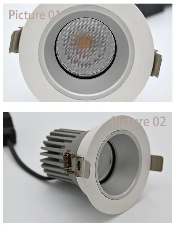Ceiling Smd Anti Glare  6W 12W   COB LED Downlight Black Luminous White Cut
