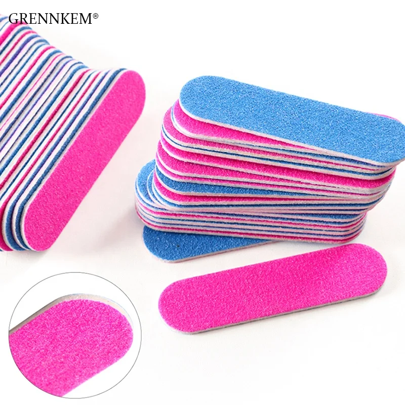 

GREENKEM 100Pcs/lot DIY 180/240 Colorful Wooden Nail File Buffer Pedicure and Manicure Mini Nail Files