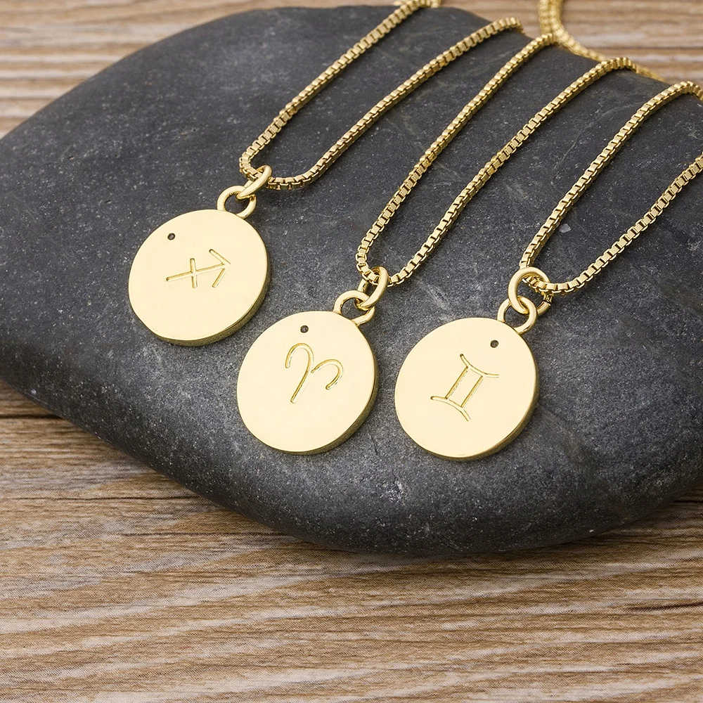 

2021 Fashion Golden Constellation Pendant Front Back Necklace For Women Men Lady Ladies Fashion Jewelry Sets Necklaces Wholesale, Gold