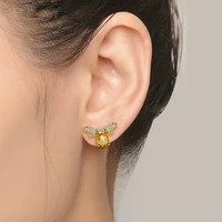 

V&R Jewelry Joyeria Real Gold Plated 925 Sterling Silver Post Enamelearring Honey Bee Stud Earrings