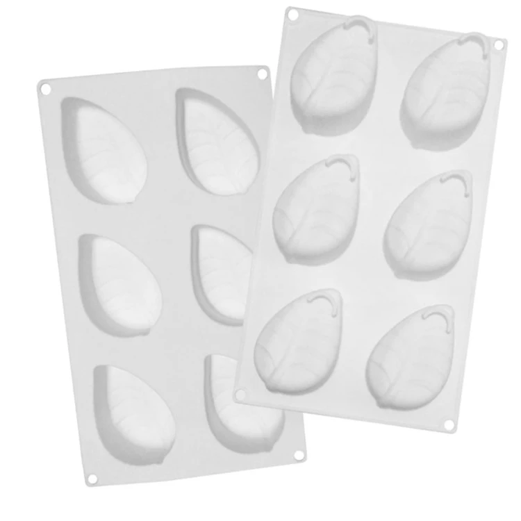 

Silicone cake mold Easy to clean new silicone mousse Dessert mould with 6 leaves, White