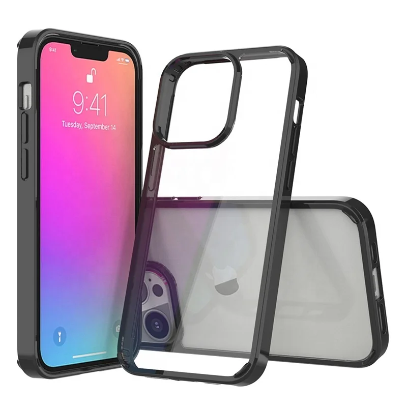 

For iPhone 13 Mini Back Cover Transparent Acrylic TPU Slim Phone Case for iPhone 13 13 Pro
