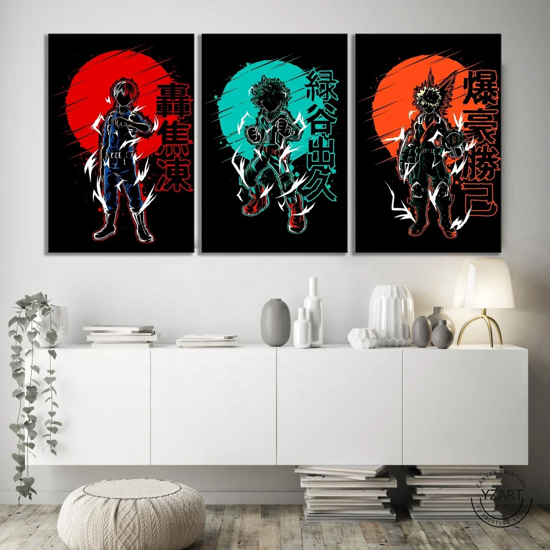 

My Hero Academia Characters Abstract Art HD Cartoon Wall Picture Boku No Hero Academia Anime Poster Wall Painting Bedroom decor, Multiple colours