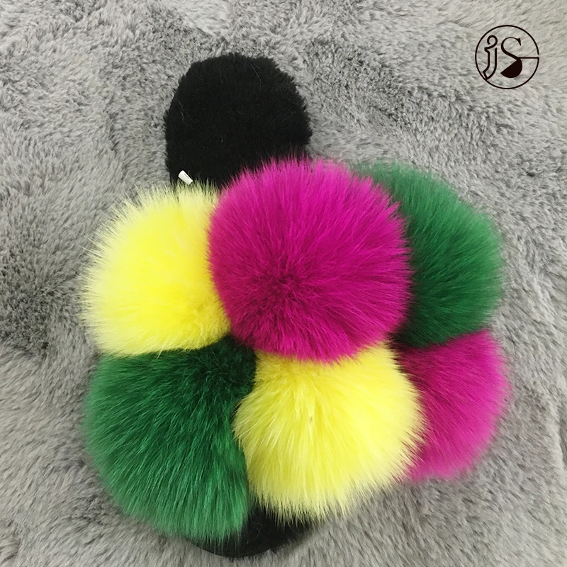 

Factory wholesale slipper multi-color splicing upper PVC soft sole women fluffy fur slip sliders slippers, Picture