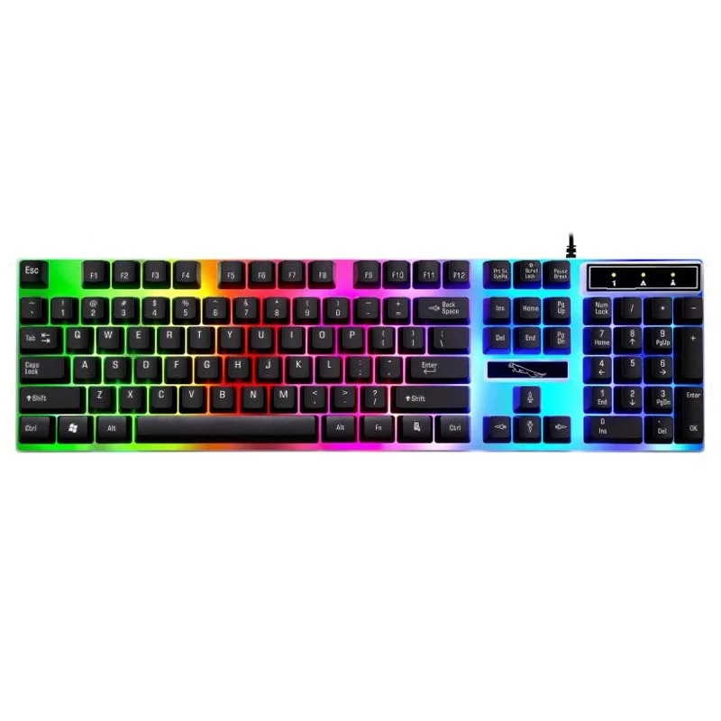 

Gaming Keyboard Mouse Set LED Backlight DE Layout 7 Buttons Gaming Mouse With 7Color Light, Black