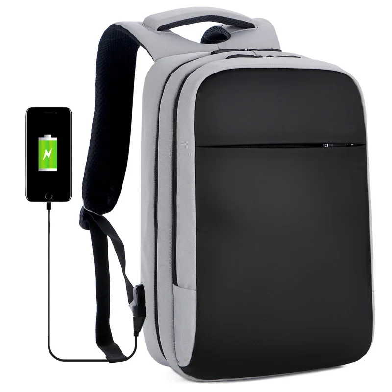 

Fashion Business Waterproof usb Backpack Large Capacity Casual 15.6 inch Laptop Travel Bagpack for men, Black gray