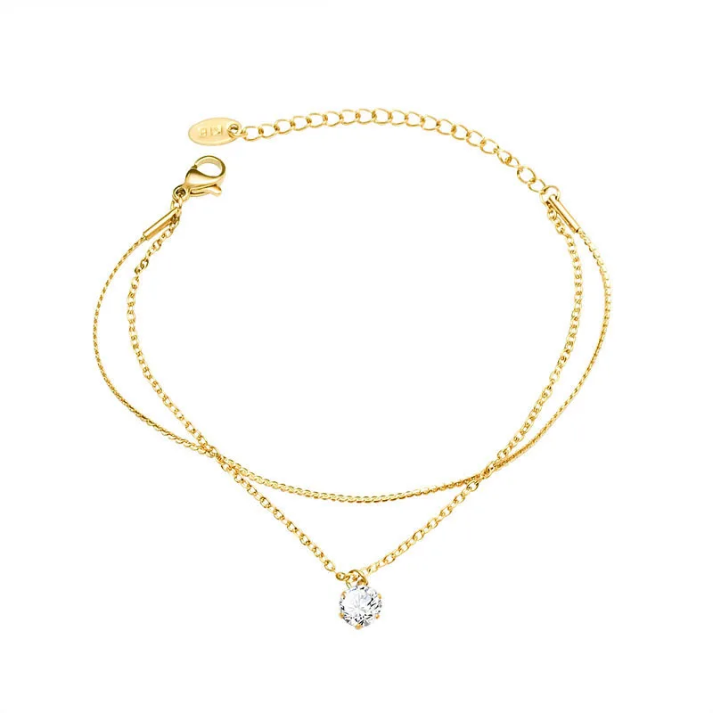 

French Romantic Style Design Double-layer Chain Super Flash With Drill Bracelet Titanium Steel Light Luxury Jewelry For Women, 1 colors