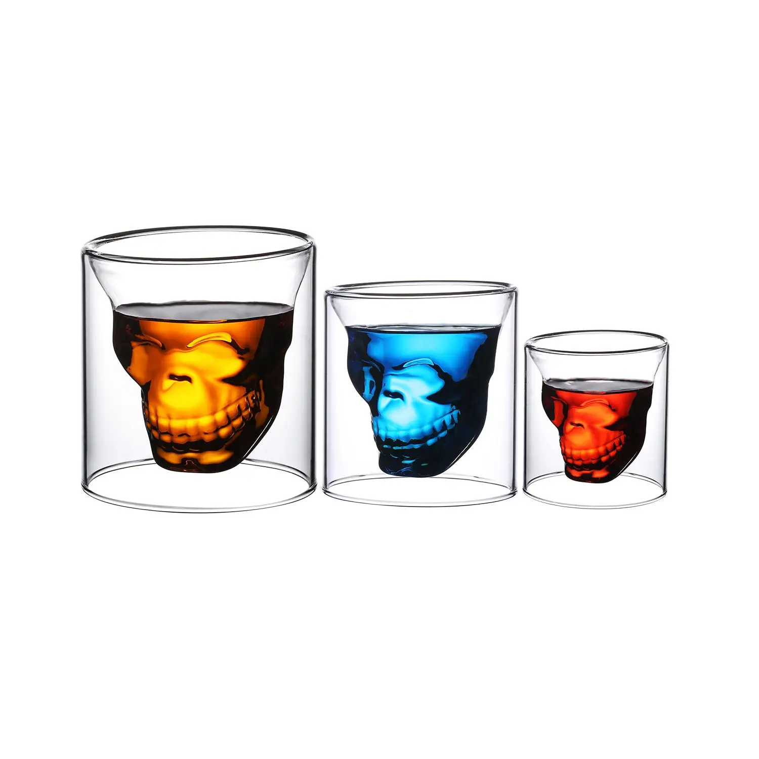 

Creative Skull-shape Imprisoned Pirate Wine Heat-resistant Anti-scalding Double Layer Bar Party Glass Cup, Clear
