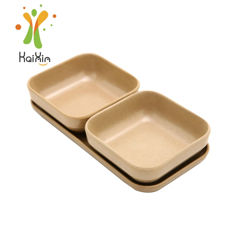 

Stocked feature restaurant eco friendly BPA free rice husk dishes plates tableware and spoon set and pots