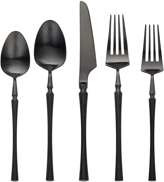 

LOW MOQ High quality factory sale 304 Black cutlery, Silver or golden