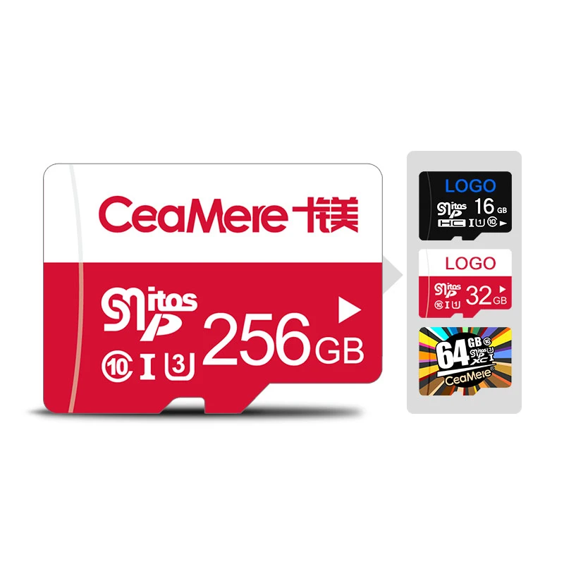 

Ceamere Original White Red Micro Memorias TF Cards 16GB C10 U3 TF Carte 8GB 32GB 64GB 128GB 256GB Micro Flash Memory Card 16GB